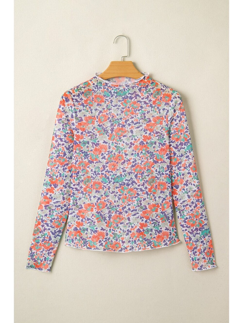 Long Sleeve Floral Print Mesh Top [COPY] - Picture 3 of 6